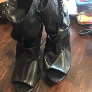 Black platform booties